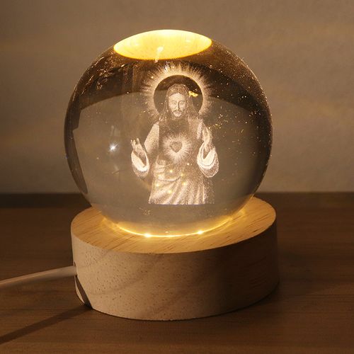 Crystal Ball 3D Carving with Warm Light Kids Christmas Gift