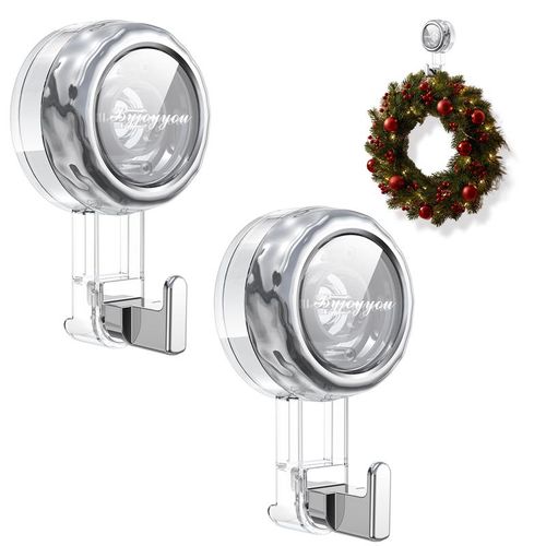 Pack of 2 Powerful Suction Cup Hooks Traceless Heavy Duty Robe Towel Hook Keys Clothes Bag Hanger Hook Bathroom Kitchen Organizer Accessor