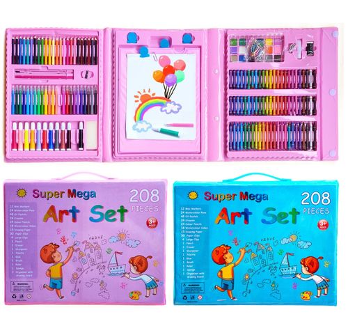 Super Mega 208 Piece Painting and Coloring Kids Art Set With Case & Easel - Drawing Set for Kids