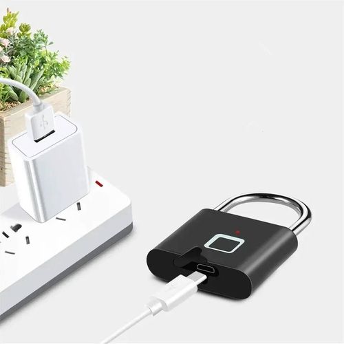 Smart Home Keyless USB Charging Fingerprint Lock Smart Padlock Waterproof Door Lock Unlock Portable Anti-theft Padlock Zinc