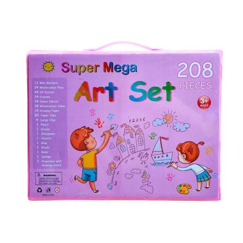 Super Mega 208 Piece Painting and Coloring Kids Art Set With Case & Easel - Drawing Set for Kids