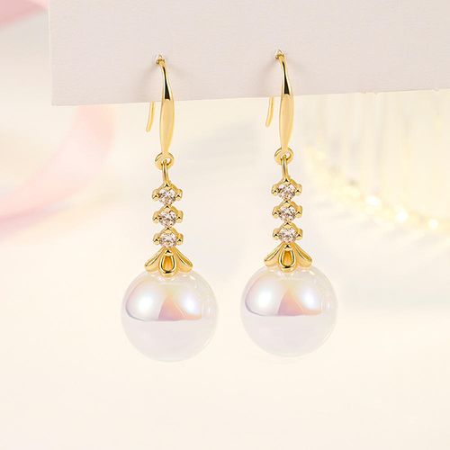 New Chinese style Romantic Pearl Zircon Water Drop Earrings