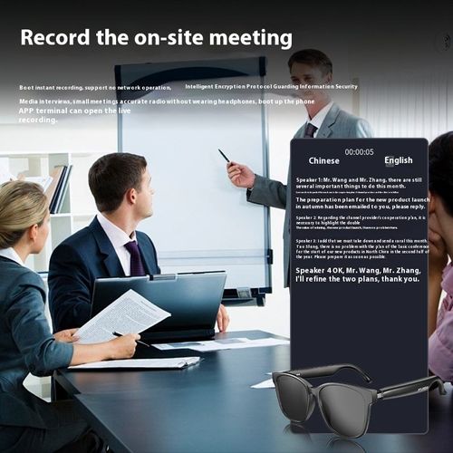 Smart AI Translation Headphones Black Polarized glasses Music Glasses