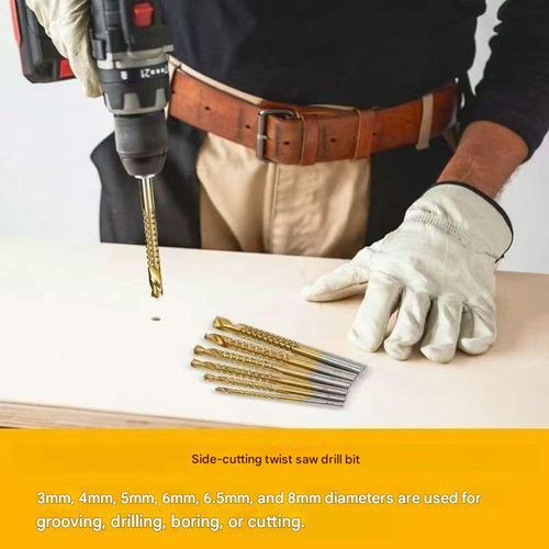 Serrated twist drill bits, stainless steel drill bits, woodworking grooving drill bits, straight shank twist drill bits, straight shank serrated drill bits