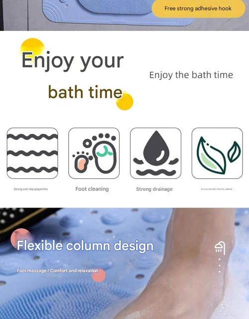 1 Non-slip shower mat, bathtub mat with drainage holes and suction cups, foot massage shower rug, household bathroom supplies, bathroom essentials. Size: 36*69