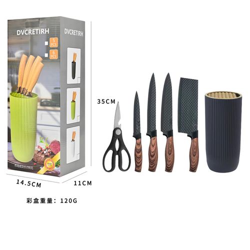 6-Piece Kitchen Knife Set with Space-Saving Holder – Complete Cutlery Collection for Home Chefs