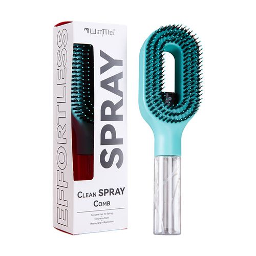 3-in-1 Spray Hairbrush - Anti-frizz Ionic Detangling Brush, equipped with a 55ml refillable water tank, double-layer comb design, and massage head, suitable for dry, curly, and thick hair, easily detangling hair. (Blue)