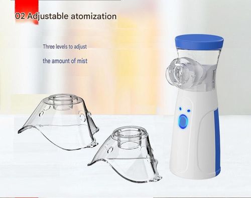 Handheld nebulizer inhaler, USB powered, compact and portable, complete with accessories, quiet personal nebulizer, suitable for home, travel, and daily care. Mini design for easy carrying.