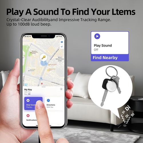 GPS Tracker, Mini Tracker with No Monthly Fees, Best Hidden GPS Tracker, Anti-Loss Device, Compatible with Apple Find My Device Function