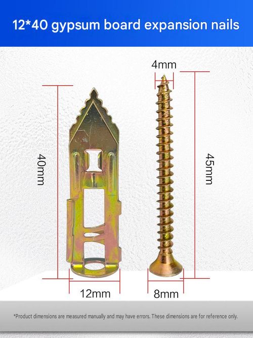 Pack of 50: 12×40mm Drill-Free Drywall Expansion Anchors — Hammer-in Drywall Fasteners (Screws Included) 🔨🔩