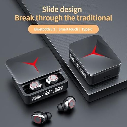 VR-robot Wireless Earbuds Bluetooth 5.3 TWS Earphone with Slide Cover Charging Box Gaming Low Delay Earbuds Headset with Mic Stereo HD Calls