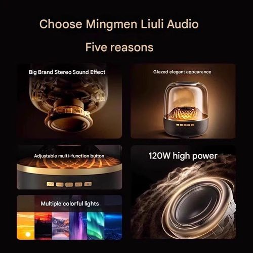 2026 New Model Glazed Glass 4th Generation Bluetooth Speaker, Desktop RGB Subwoofer Wireless Ambient Light Speaker