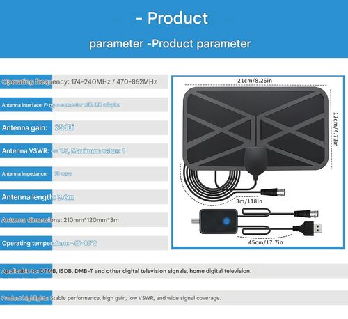 4K 1080p Digital TV Antenna, Indoor High-Definition Terrestrial TV Antenna with Signal Amplifier and High Gain