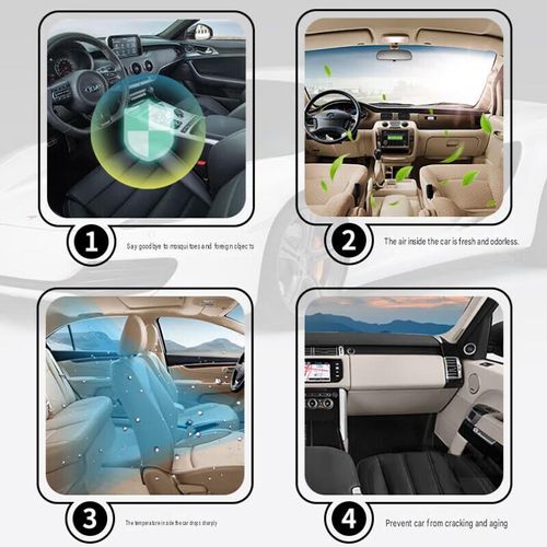 Highquality doublelayer car window sunshades block UV rays and insects, provide privacy and offer heat insulation easy to install and suitable for all types of sedans and SUVs.