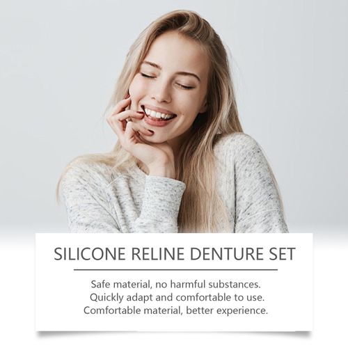 Full denture kit, cosmetic dentistry kit, enhances the beauty of your smile with comfortable materials, instantly boosting your confidence. Simple and complete kit.