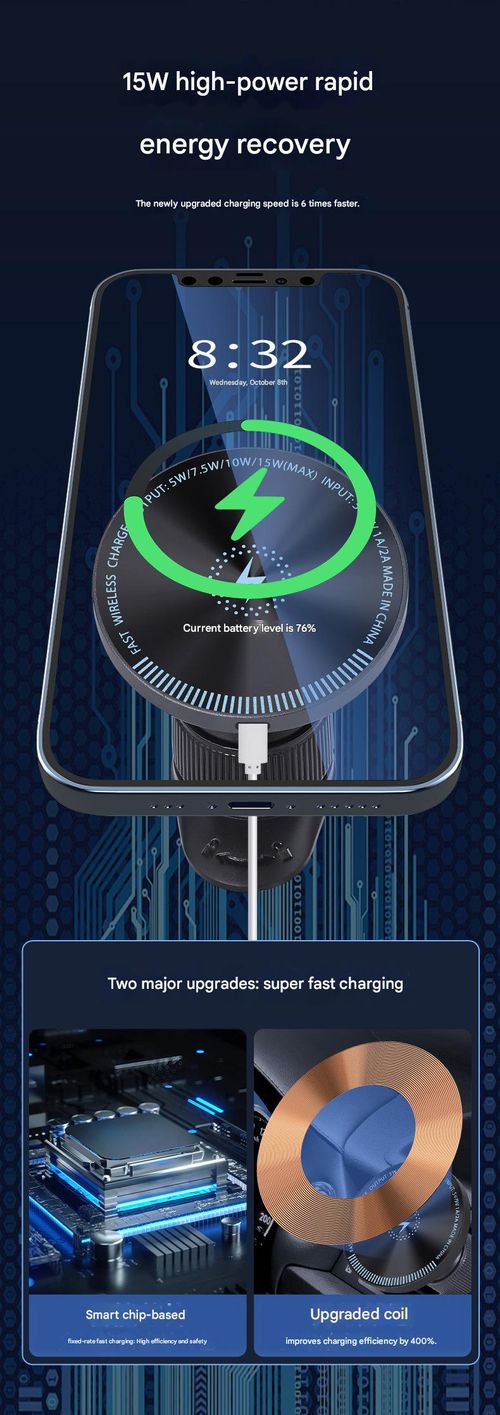 2026 Latest Model 15W Magnetic Wireless Fast Charger + RGB Lighting Effect, Shockproof and Ventilated Air Vent Clip Car Phone Holder for One-Handed Operation, Suitable for Dashboard, Trucks, and SUVs.  360° Rotating Adjustable Car Phone Mount Accessory Kit.
