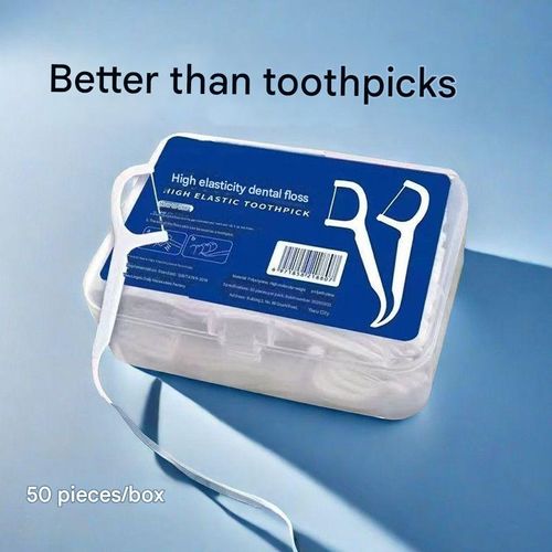 Pack of 4, 50 flosses per box, deep cleaning, suitable for daily oral care, portable disposable dental floss, interdental cleaner.