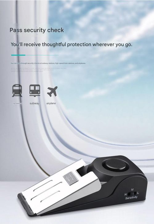 Upgraded door stop alarm, a door wedge with a 120-decibel security alarm, an anti-theft alarm system suitable for doors, travel, hotels, hiking, camping, and apartment security - made of durable ABS material, effectively preventing door break-ins.