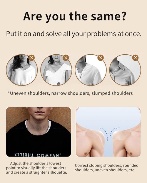 Silicone shoulder pads, invisible shoulder pads, thickened right-angle shoulder pads, self-adhesive shoulder pads, non-slip narrow shoulder pads, unisex.