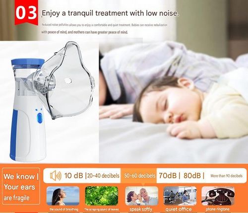 Handheld nebulizer inhaler, USB powered, compact and portable, complete with accessories, quiet personal nebulizer, suitable for home, travel, and daily care. Mini design for easy carrying.