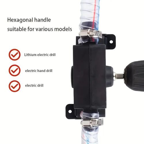 Mini electric drill pump, portable hand drill, power water pump, diesel engine oil, liquid water, self-priming transfer pump, fast water pumping speed, home garden outdoor pump, drilling rig operation.