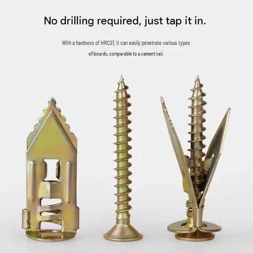 Pack of 50: 12×40mm Drill-Free Drywall Expansion Anchors — Hammer-in Drywall Fasteners (Screws Included) 🔨🔩