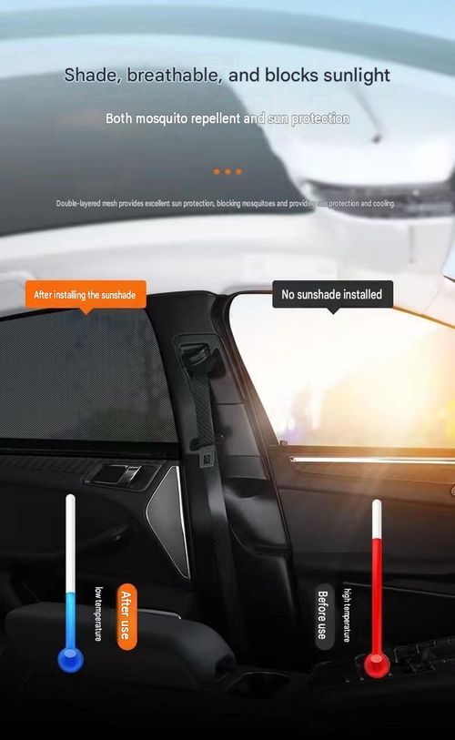 Highquality doublelayer car window sunshades block UV rays and insects, provide privacy and offer heat insulation easy to install and suitable for all types of sedans and SUVs.