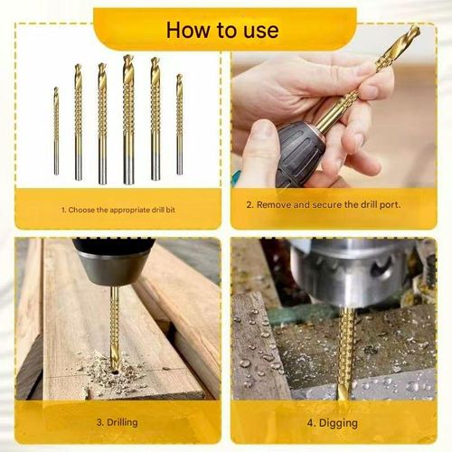 Serrated twist drill bits, stainless steel drill bits, woodworking grooving drill bits, straight shank twist drill bits, straight shank serrated drill bits