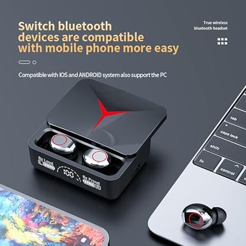 VR-robot Wireless Earbuds Bluetooth 5.3 TWS Earphone with Slide Cover Charging Box Gaming Low Delay Earbuds Headset with Mic Stereo HD Calls