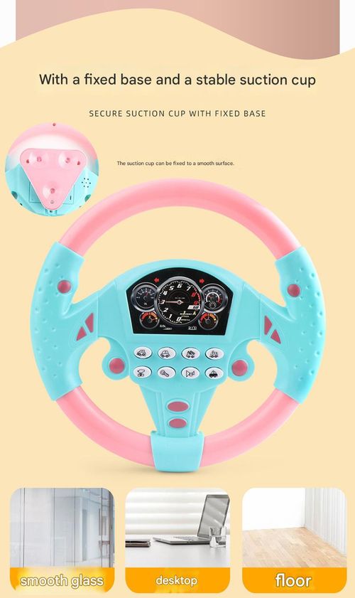 Children's Interactive Driving Simulator Steering Wheel Toy with Suction Cup Base - 360° Rotation, with Speedometer, Multiple Game Modes, Toy for Boys and Girls (AA Batteries Not Included) - Ideal Gift
