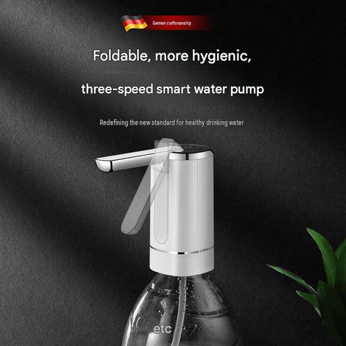 Premium wireless foldable smart water dispenser featuring 3 flow settings, USB-C charging, and compatibility with all standard water bottles and jugs.