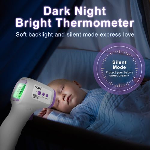 Non-contact digital forehead thermometer, 1-second rapid infrared temperature measurement, suitable for infants, children and adults, three-in-one mode, body temperature and surface temperature, with fever alarm function.