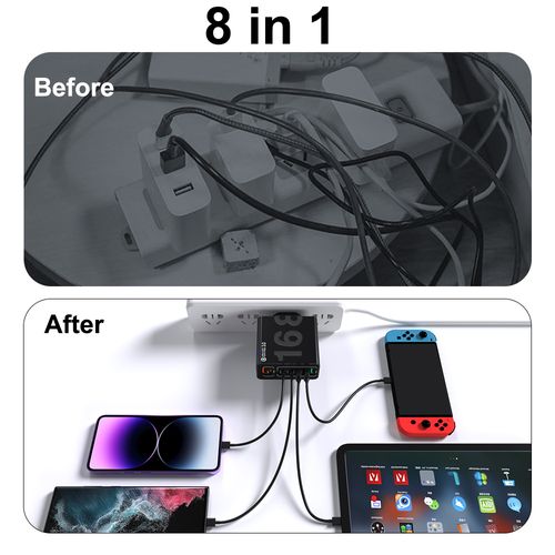 8-Port Fast Charger (4 USB + 4 PD) – 30W PD Fast Charging for Smartphones