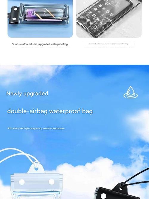Tri-fold waterproof phone case, airbag sealed swimming protective case, diving touchscreen waterproof phone case, 1 white, 1 black, 2-pack.