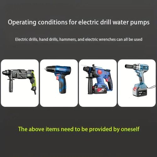 Mini electric drill pump, portable hand drill, power water pump, diesel engine oil, liquid water, self-priming transfer pump, fast water pumping speed, home garden outdoor pump, drilling rig operation.