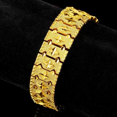 Luxury men's star watch chain, sand gold jewelry, versatile car pattern cross-shaped gold-plated four-pointed star bracelet