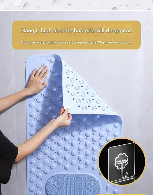 1 Non-slip shower mat, bathtub mat with drainage holes and suction cups, foot massage shower rug, household bathroom supplies, bathroom essentials. Size: 36*69