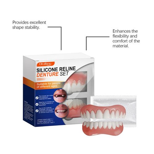 Full denture kit, cosmetic dentistry kit, enhances the beauty of your smile with comfortable materials, instantly boosting your confidence. Simple and complete kit.