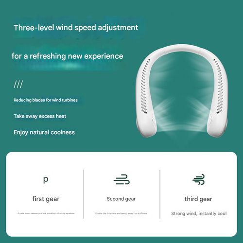 This hands-free neck fan is designed for sports and features rechargeable bladeless cooling technology, offering up to 8 hours of battery life. Its headphone-style design provides a cool and comfortable feeling to your face, neck, and shoulders during exercise, travel, and outdoor activities.