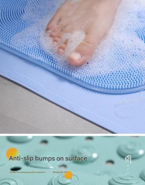 1 Non-slip shower mat, bathtub mat with drainage holes and suction cups, foot massage shower rug, household bathroom supplies, bathroom essentials. Size: 36*69