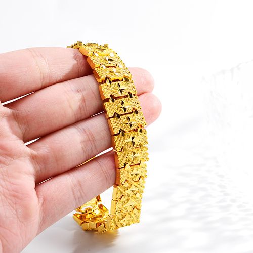 Luxury men's star watch chain, sand gold jewelry, versatile car pattern cross-shaped gold-plated four-pointed star bracelet