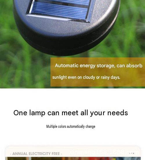 Solarpowered automatic charging garden light with stainless steel ground stake features automatic colorchanging capabilities and zero electricity consumptionideal for courtyards and lawns.
