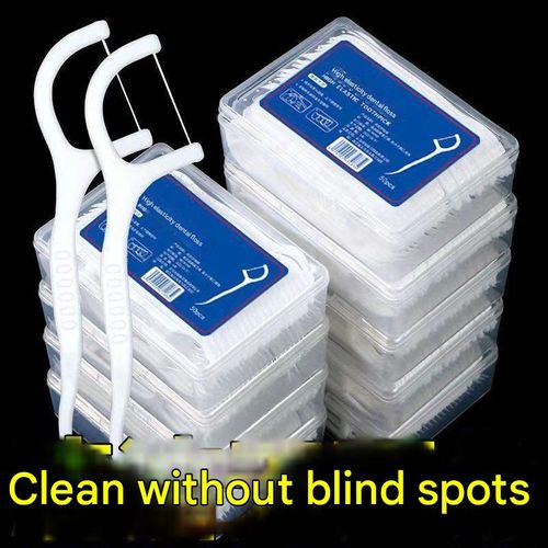 Pack of 4, 50 flosses per box, deep cleaning, suitable for daily oral care, portable disposable dental floss, interdental cleaner.