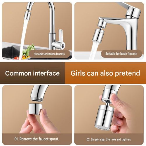 2-in-1 Pressurized Rotating Faucet with Dual Modes and Anti-Splash Aerator – Universal Accessory for Kitchen and Bathroom Sinks