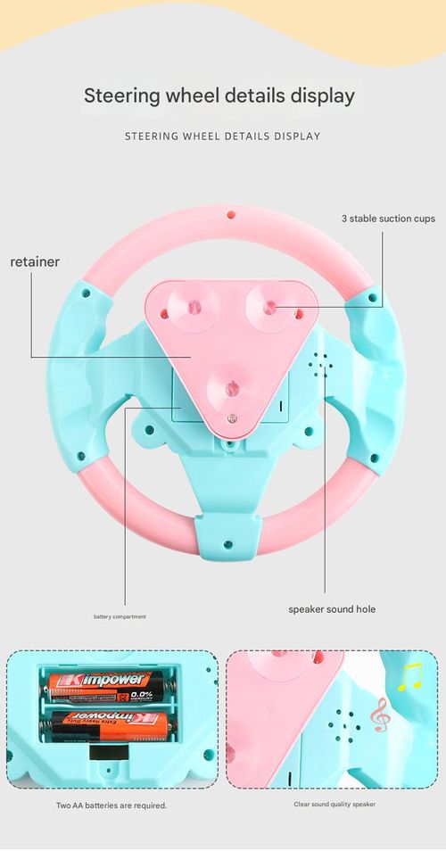 Children's Interactive Driving Simulator Steering Wheel Toy with Suction Cup Base - 360° Rotation, with Speedometer, Multiple Game Modes, Toy for Boys and Girls (AA Batteries Not Included) - Ideal Gift