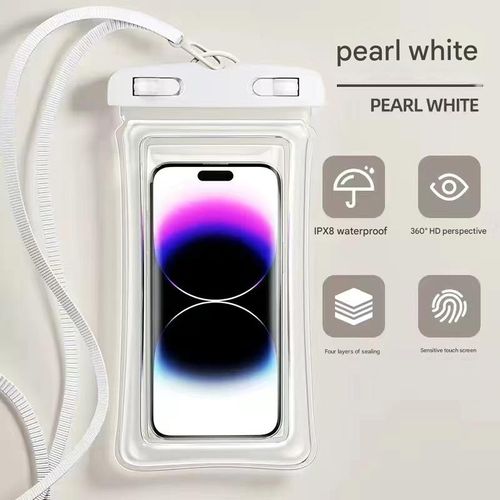 Tri-fold waterproof phone case, airbag sealed swimming protective case, diving touchscreen waterproof phone case, 1 white, 1 black, 2-pack.