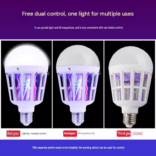💡🦟 15W E27 2-in-1 LED Mosquito-Killing Light Bulb 3 adjustable smart modes lighting, insect-killing, or off chemical-free and highly effective at eliminating insects 🏠