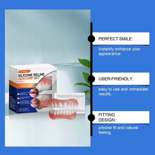 Full denture kit, cosmetic dentistry kit, enhances the beauty of your smile with comfortable materials, instantly boosting your confidence. Simple and complete kit.