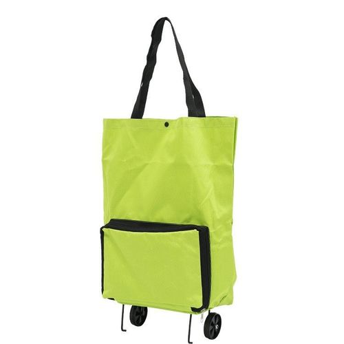Portable foldable shopping cart with wheels, lightweight shopping bag, hand-held and pull-along backpack-style trolley, durable and large-capacity for home use.
