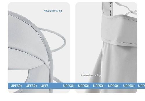 Integrated face mask with hood and neck protection, women's UV protection, breathable, protects eyes, sunshade, ice silk mask, ultra-thin, UV protection, light gray.